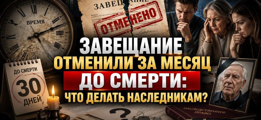Отмена завещания за месяц до смерти — наследники у нотариуса