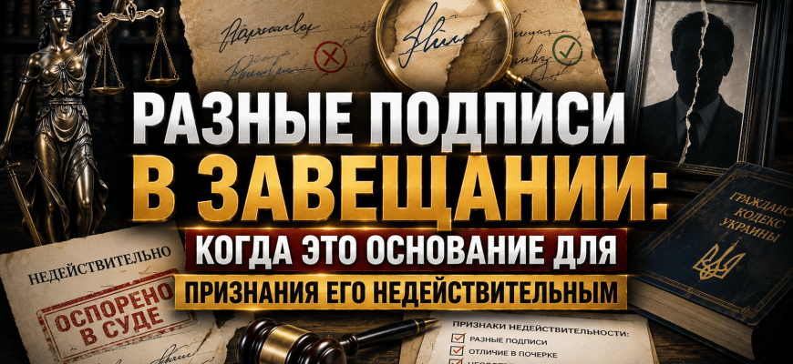 Разные подписи в завещании — суд и документы